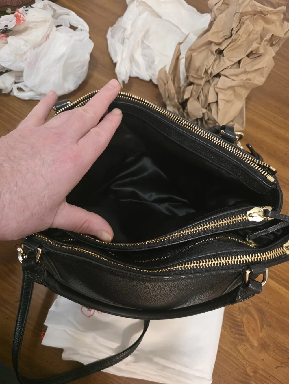 Coach  Burrough Bag  Black Pebbled Leather Satchel with Gold Hardware - Picture 7 of 13